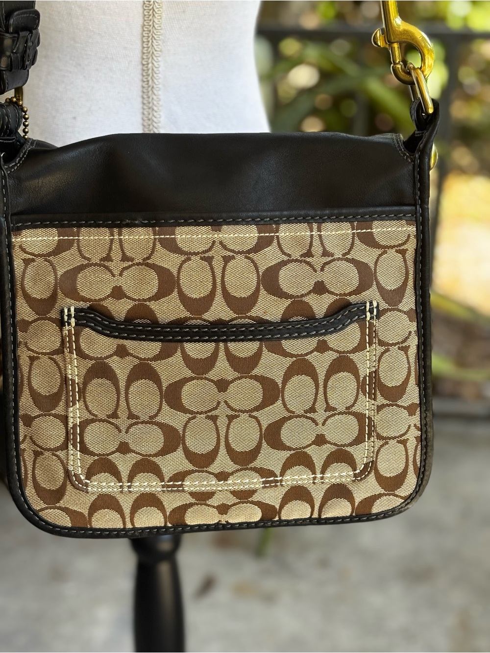 Coach Bleecker Legacy Signature Buckle Flap Hobo Bag Khaki Mahogany Style 11434 - Picture 5 of 16